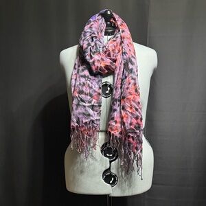 Multicolor Lightweight Scarf / Shawl / Wrap | Purple Pink Turquoise Orange Black